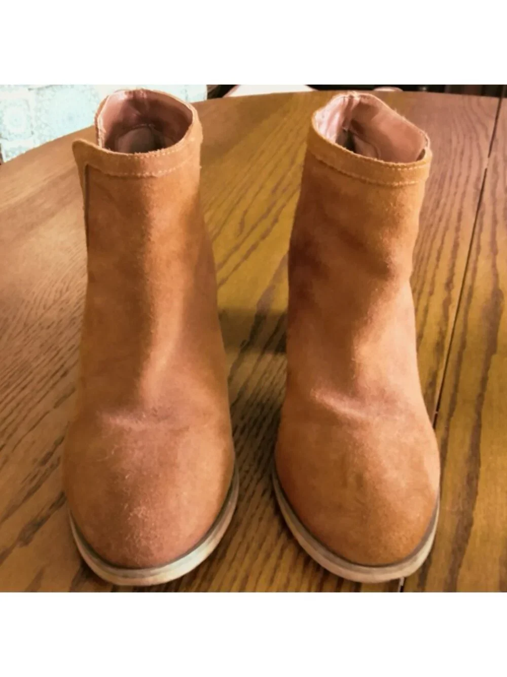Brown Suede Ankle Booties Womens Shoes Size 9